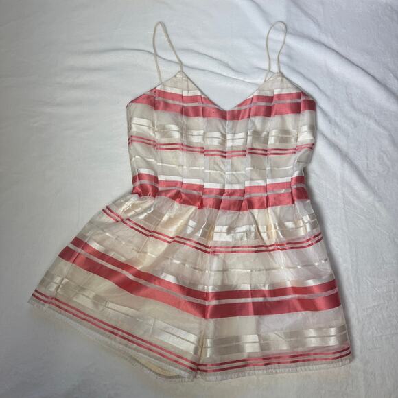J.O.A. Los Angeles Romper Size M Pink White Striped Candy Stripes Sleeveless - Picture 2 of 15